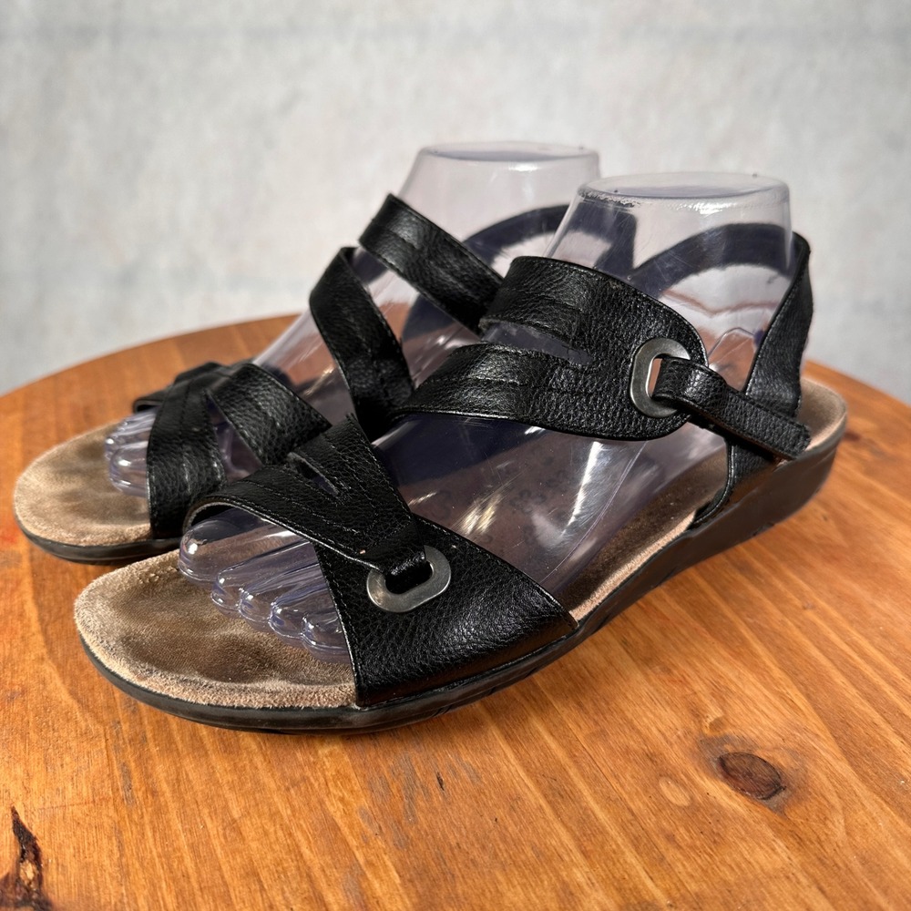 Baretraps Jagger Sandals Women 8W Black Good Strappy Slingback Comfort Walking